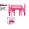 PILSAN 03414 - Детска пластмасова маса с 2 столчета, Цвят:Розов, Размери: 18x49.5x50.5 см, Тегло: 2,80 кг